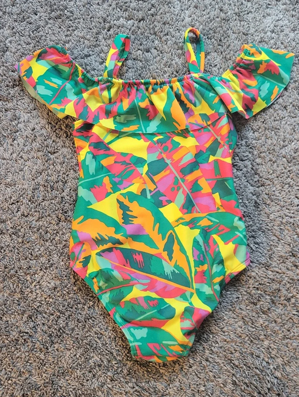 Colorful Tropical Off-Shoulder One-Piece Swimsuit Cat & Jack Size 4T